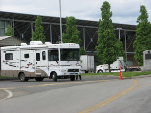 motorhome at the Canadian - US border